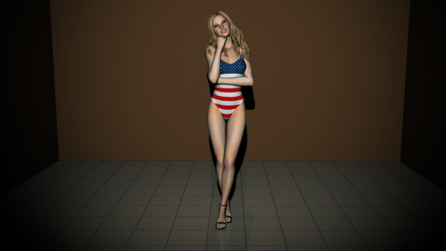 Обои картинки фото 3д графика, people , люди, взгляд, девушка, купальник