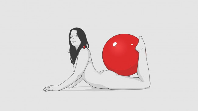 Обои картинки фото рисованные, люди, девушка, мяч