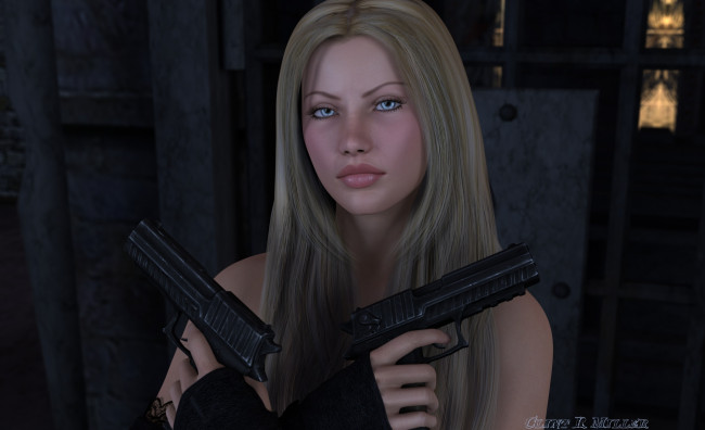 Обои картинки фото 3д графика, fantasy , фантазия, оружие, девушка