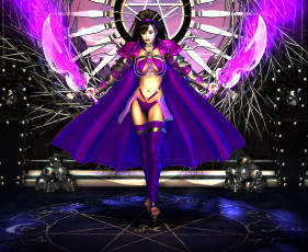 Картинка 3д+графика фантазия+ fantasy взгляд девушка накидка оружие фон