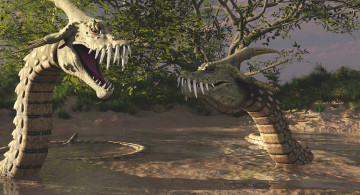 Картинка 3д+графика животные+ animals драконы