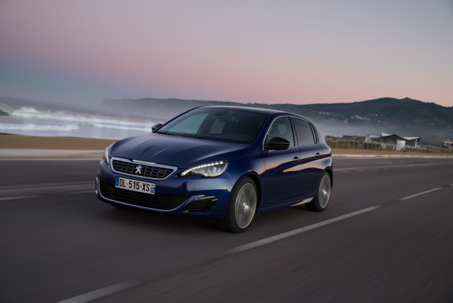 Обои картинки фото автомобили, peugeot, синий, 2014г, gt, 308