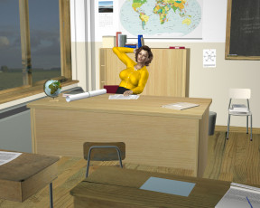 Картинка 3д+графика фантазия+ fantasy девушка офис фон взгляд