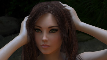 Картинка 3д+графика портрет+ portraits фон взгляд девушка