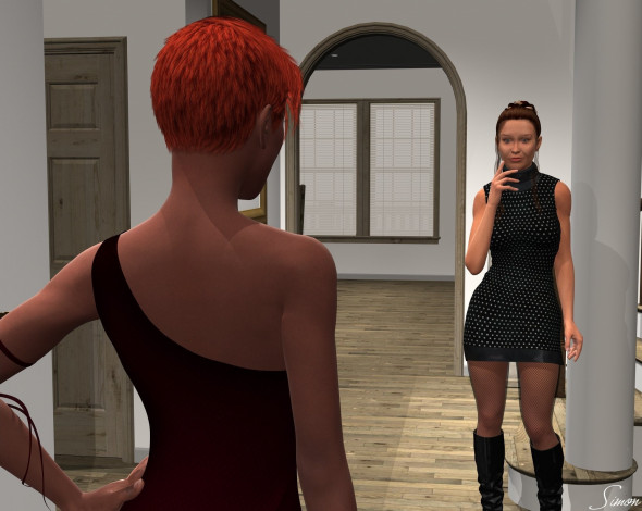 Обои картинки фото 3д графика, люди , people, интерьер, фон, взгляд, девушки