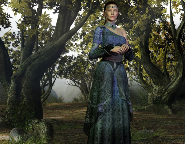 Обои картинки фото 3д графика, эльфы , elves, эльфийка, лес, фон, взгляд