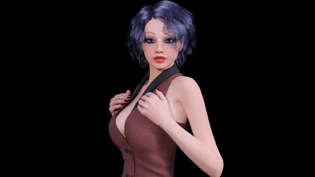 Обои картинки фото 3д графика, люди , people, взгляд, девушка, фон