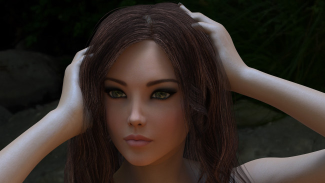 Обои картинки фото 3д графика, портрет , portraits, фон, взгляд, девушка