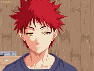 Картинка аниме shokugeki+no+soma парень взгляд фон