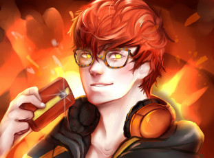 Картинка аниме mystic+messenger рыжий парень