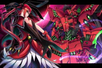 Картинка аниме оружие +техника +технологии девушка взгляд фон