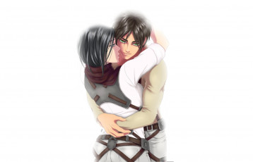 Картинка аниме shingeki+no+kyojin микаса эрен