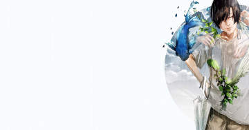 Картинка аниме животные +существа парень рыба