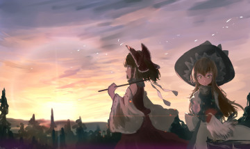 Картинка аниме touhou kirisame marisa hakurei reimu