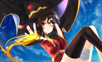 Картинка аниме kono+subarashii+sekai+ni+shukufuku+wo девушка взгляд фон