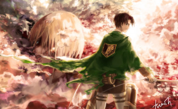 Картинка аниме shingeki+no+kyojin леви