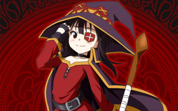 Картинка аниме kono+subarashii+sekai+ni+shukufuku+wo девушка взгляд фон