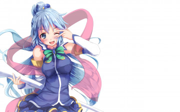 Картинка аниме kono+subarashii+sekai+ni+shukufuku+wo девушка взгляд фон