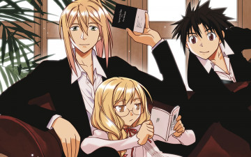 Картинка uq+holder аниме парни фон взгляд