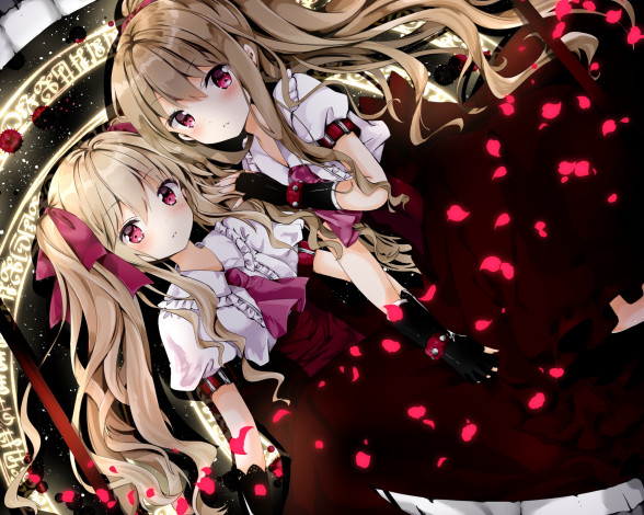 Обои картинки фото аниме, unknown,  другое, фон, взгляд, девушки