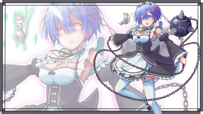 Обои картинки фото аниме, re,  zero kara hajimeru isekai seikatsu, девушка, взгляд, фон