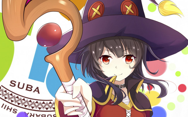 Обои картинки фото аниме, kono subarashii sekai ni shukufuku wo, девушка, взгляд, фон