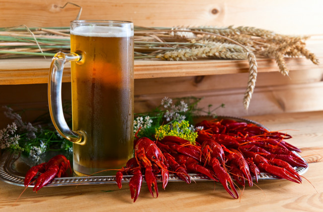 Обои картинки фото еда, напитки,  пиво, раки, пиво