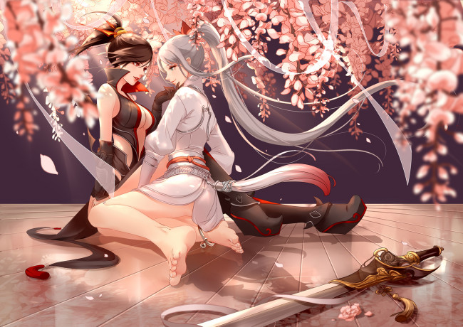 Обои картинки фото аниме, оружие,  техника,  технологии, девушки