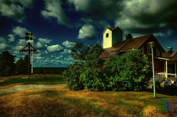 Картинка швеция календари города деревья 2018 облака дом