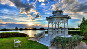 Картинка природа парк озеро беседка