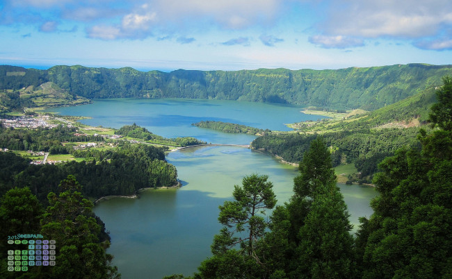 Обои картинки фото португалия, календари, природа, 2018, водоем, деревья