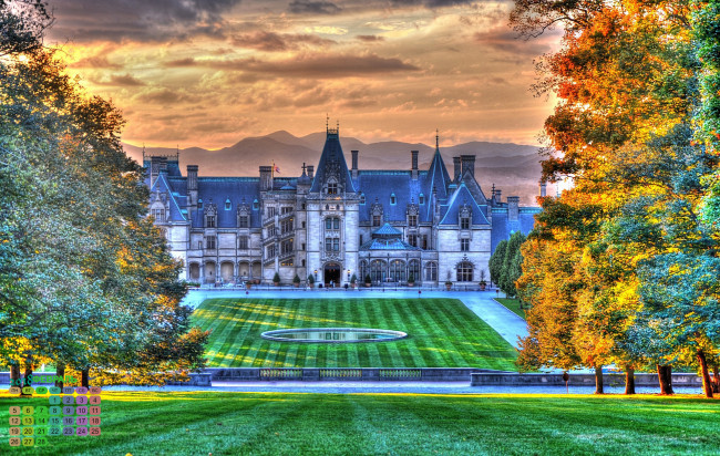 Обои картинки фото календари, города, растения, деревья, дворец, 2018, газон