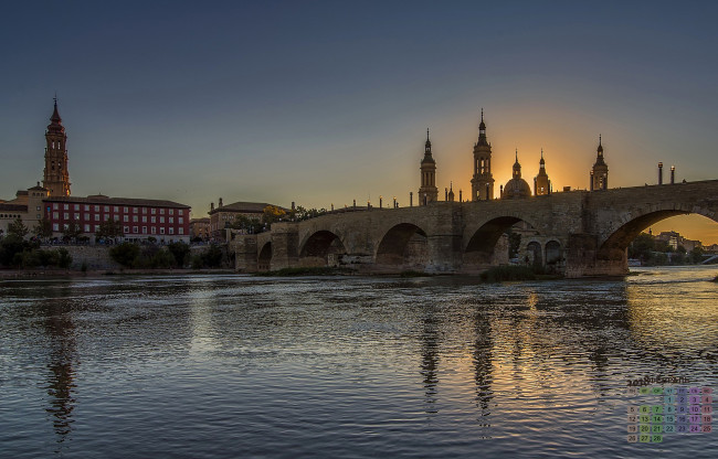Обои картинки фото испания, календари, города, мост, водоем, 2018, здание
