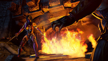 Картинка видео+игры mortal+kombat+x поединок огонь замок