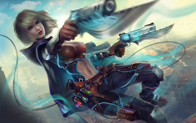 Обои картинки фото grim dawn, видео игры, девушка, фон, взгляд, униформа, оружие