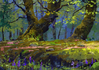 Картинка рисованное природа лес