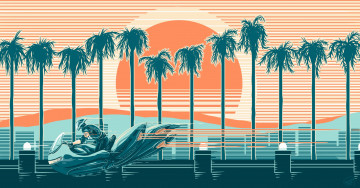 Картинка фэнтези иные+миры +иные+времена пальмы техника скорость