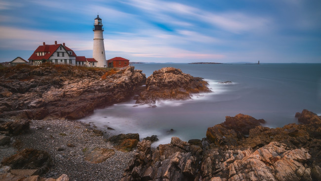 Обои картинки фото portland head light, cape elizabeth, maine, usa, природа, маяки, portland, head, light, cape, elizabeth