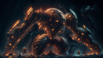 Картинка фэнтези роботы +киборги +механизмы нейросети графика нейроарт ai art нейронные сети рисунки нейро искусство