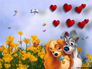 Картинка мультфильмы lady and the tramp