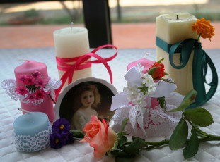 Картинка разное свечи роза ленты цветы портрет