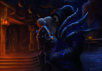 Картинка фэнтези люди девушка мужчина влюбленные ночь