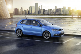 Картинка 2014+volkswagen+polo автомобили volkswagen polo дома дорога голубой