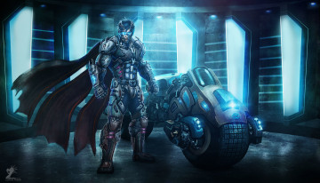 Картинка фэнтези люди комбинезон мотоцикл защитный мужчина будущее