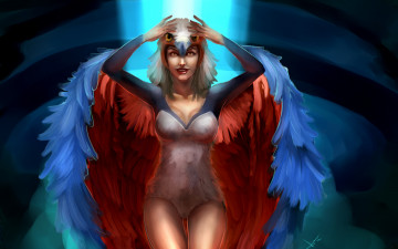 Картинка фэнтези девушки девушка перья карнавал костюм маскарад