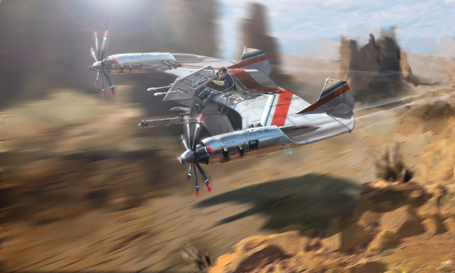 Обои картинки фото фэнтези, -временный , не выбирать, летающий, пустыня, гонки, болид