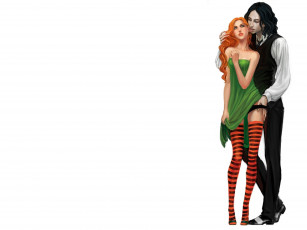 Картинка рисованное -+ +аниме девушка парень аниме пара объятия рыжая брюнет