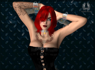 Картинка 3д+графика люди+ people фон взгляд девушка рыжая