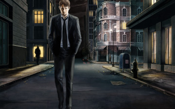 Картинка рисованное люди одиночество город улица парень