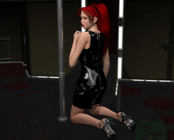 Обои картинки фото 3д графика, люди , people, рыжая, фон, взгляд, девушка